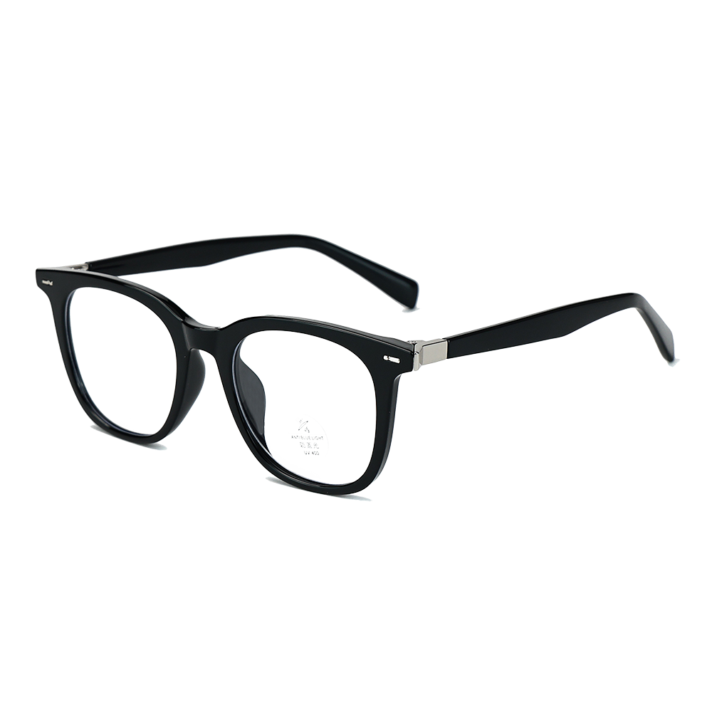 Gafas unisex TR90 con marco cuadrado y bloqueo de luz azul y lentes transparentes