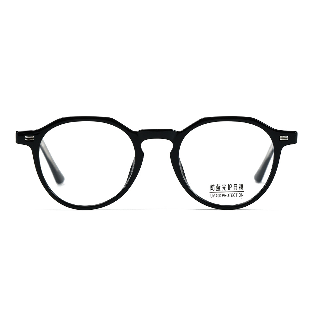 Marco con detalle de remache mínimo Gafas unisex transparentes de luz azul