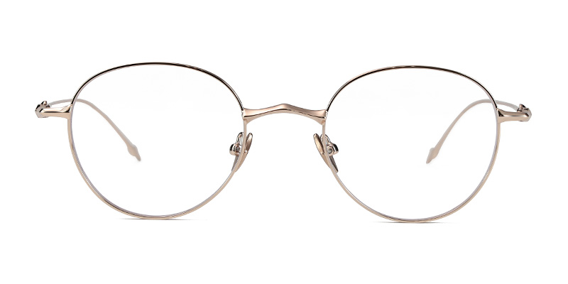 Montura de gafas redondas de luz azul de metal de medio titanio para mujer