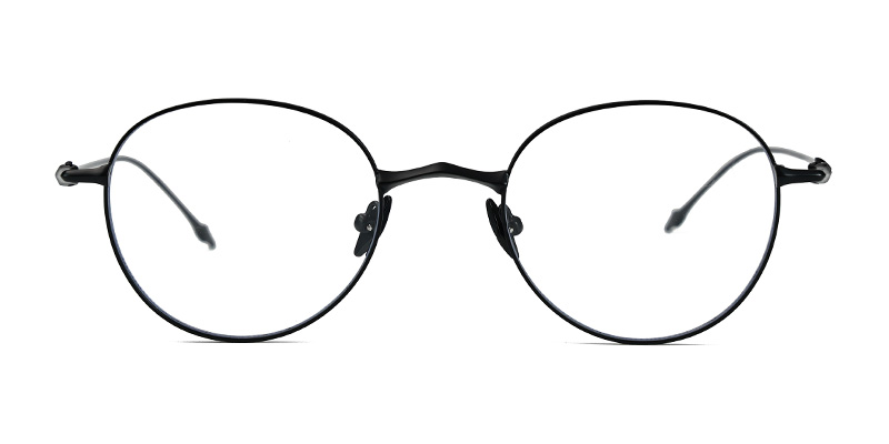 Montura de gafas redondas de luz azul de metal de medio titanio para mujer