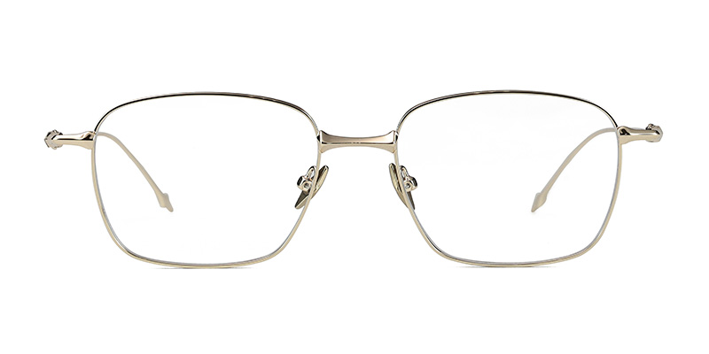 Gafas pequeñas cuadradas con marco de metal y lente transparente y luz azul