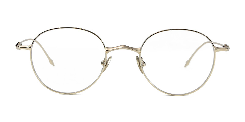 Montura de gafas redondas de luz azul de metal de medio titanio para mujer