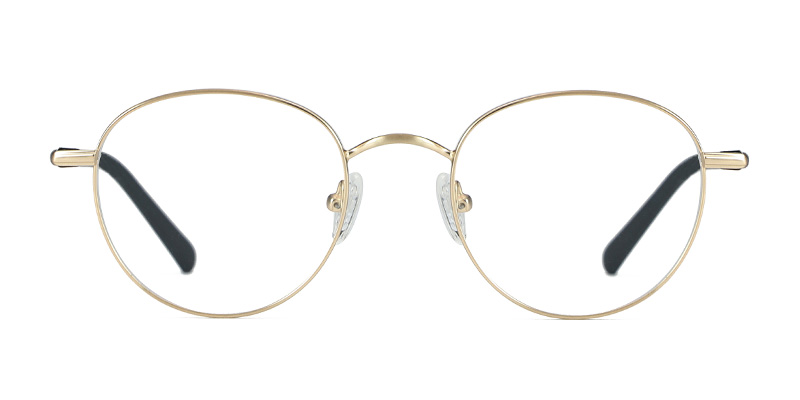 Montura de gafas redondas pequeñas vintage de metal con luz azul unisex