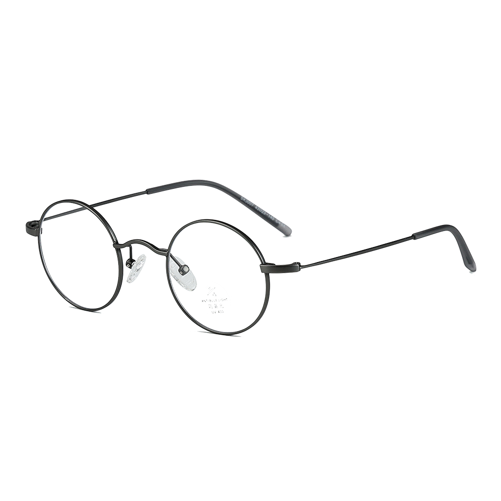 Gafas de metal con bloqueo de luz azul y marco redondo de moda