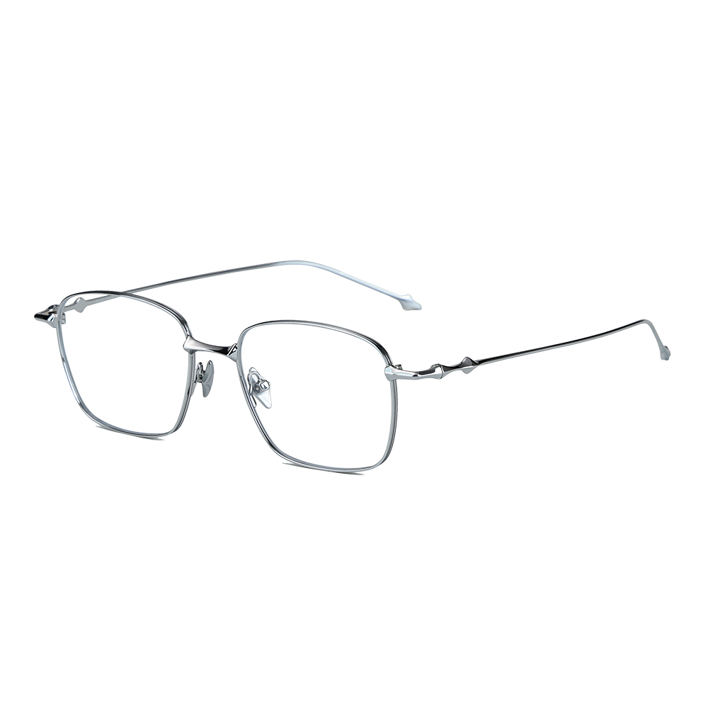 Gafas pequeñas cuadradas con marco de metal y lente transparente y luz azul