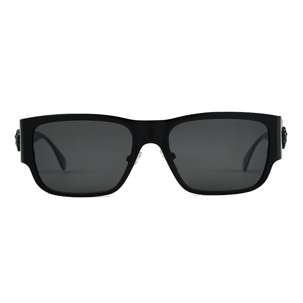 Gafas de sol polarizadas cuadradas de metal para hombre con patillas decorativas