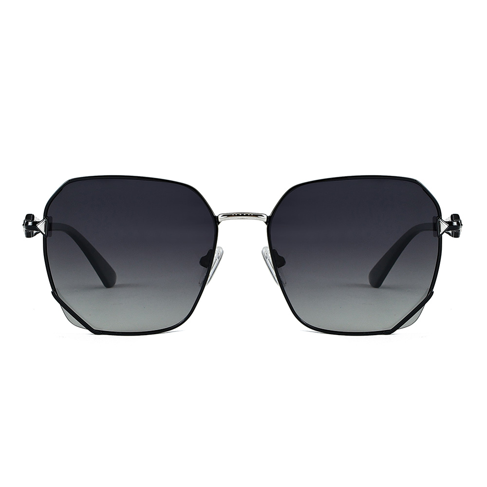 Gafas de sol polarizadas de metal con patillas huecas y montura cuadrada de moda