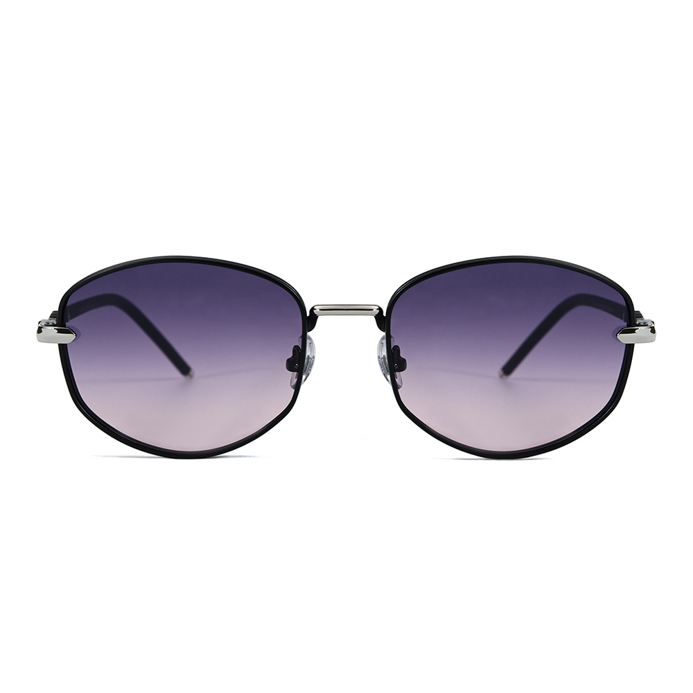 Gafas de sol polarizadas de moda con montura poligonal de metal unisex