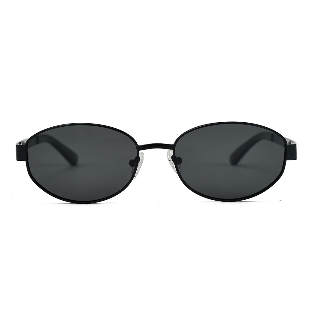 Gafas de sol de moda con sombra ovalada de metal estilo INS