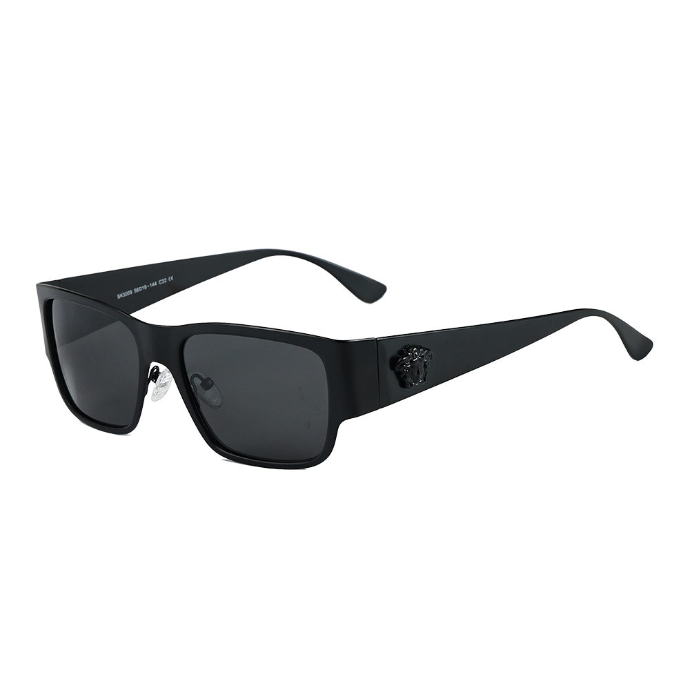 Gafas de sol polarizadas cuadradas de metal para hombre con patillas decorativas