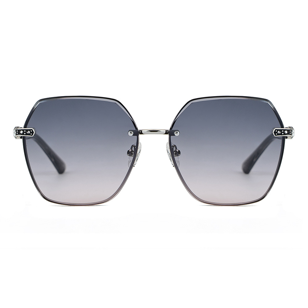 Gafas de sol hexagonales sin montura de moda con bisagras huecas