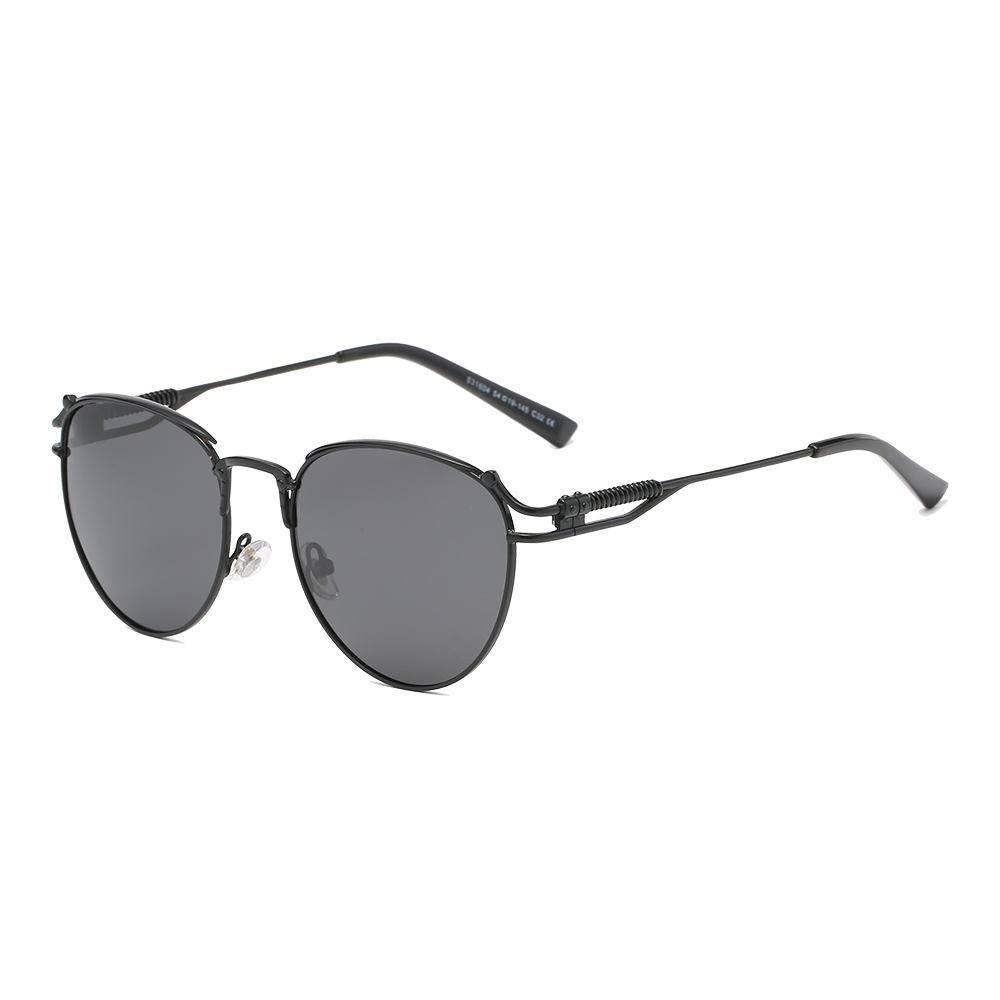 Gafas de sol polarizadas con bisagra hueca y montura ovalada estilo Steampunk