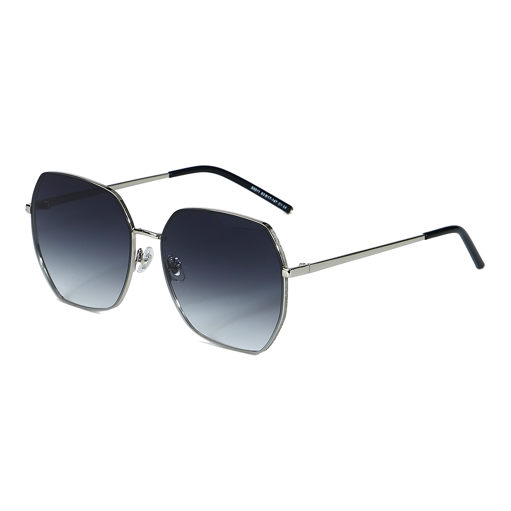 Gafas de sol ligeras con montura poligonal de metal para mujer