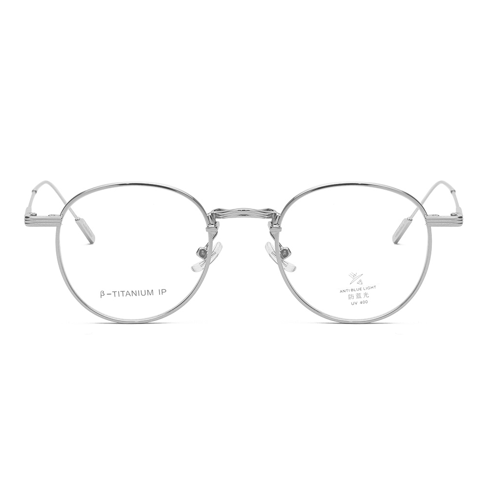 Gafas redondas pequeñas de titanio con bloqueo de luz azul