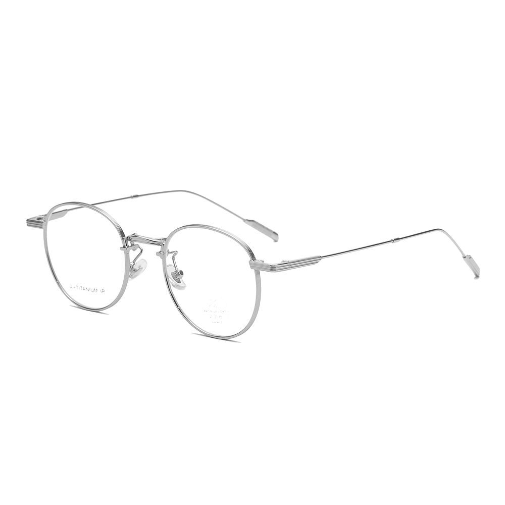 Gafas redondas pequeñas de titanio con bloqueo de luz azul